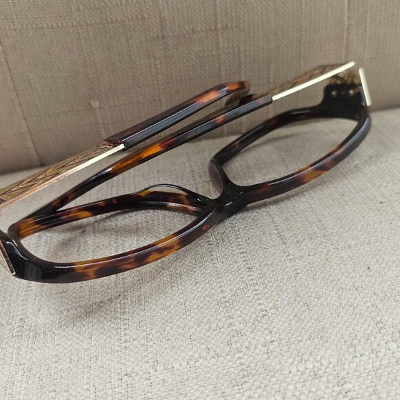 Daisy Fuentes Women Eyeglasses Risa Brown Tortoise Gold Tone Glasses Frame - Picture 5 of 14
